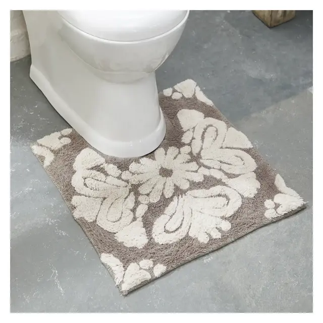 Better Trends 100% Cotton Tufted Bathroom Rug – Beige, 20" x 20" Contour, Spray Latex Non-Slip Backing, Machine Washable, Tumble Dry Bath Mat