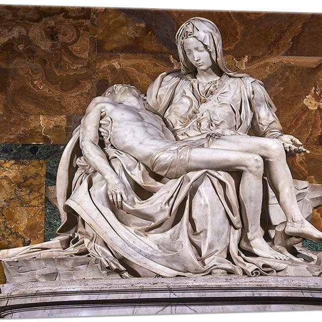 ARTCANVAS Pieta 1499 Canvas Art Print Stretched Framed Painting Picture Poster Giclee Wall Decor by Michelangelo - 26" x 18" (0.75" Deep)