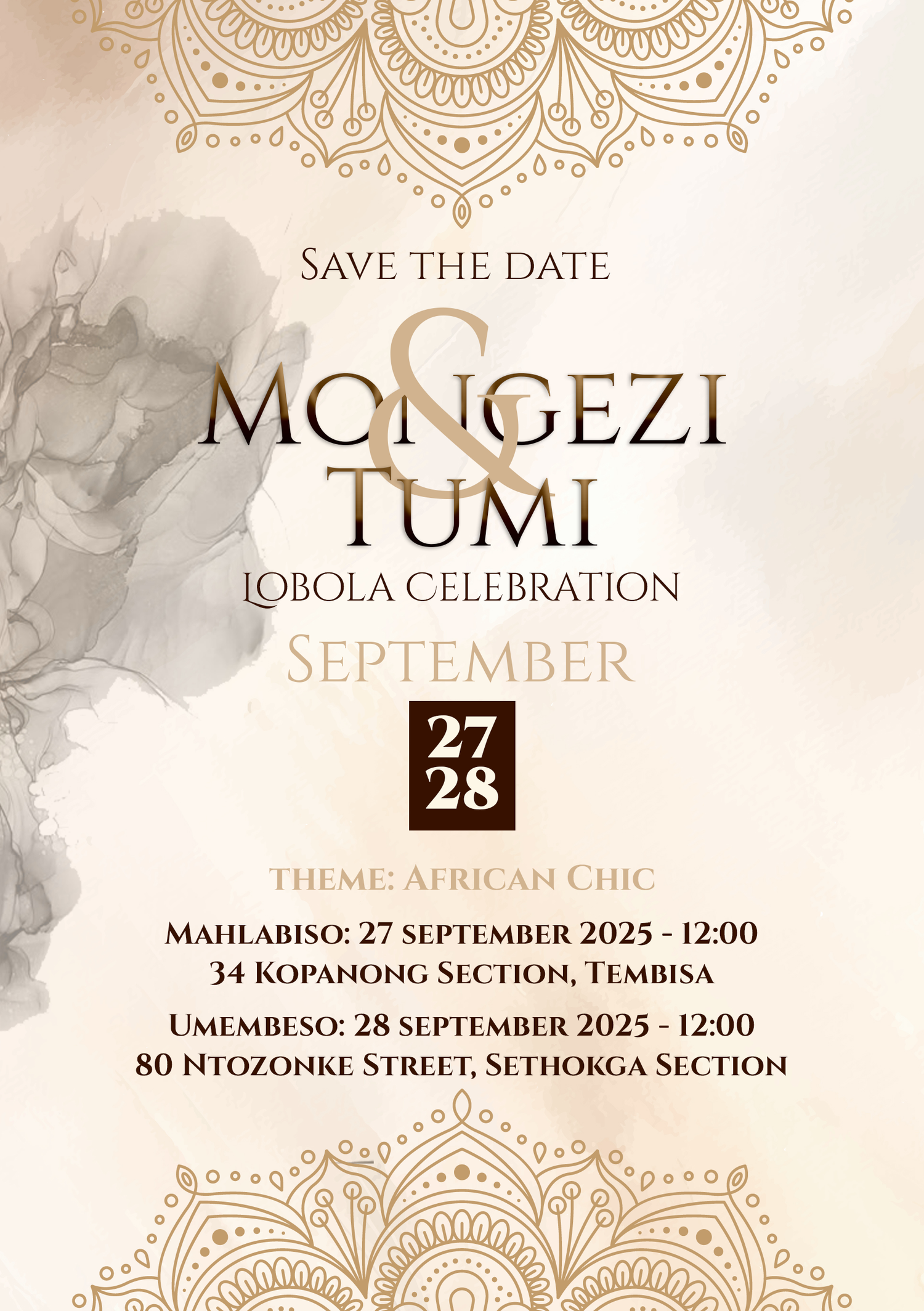 The Wedding Website of Mongezi Mabunda and Faith Thobejane