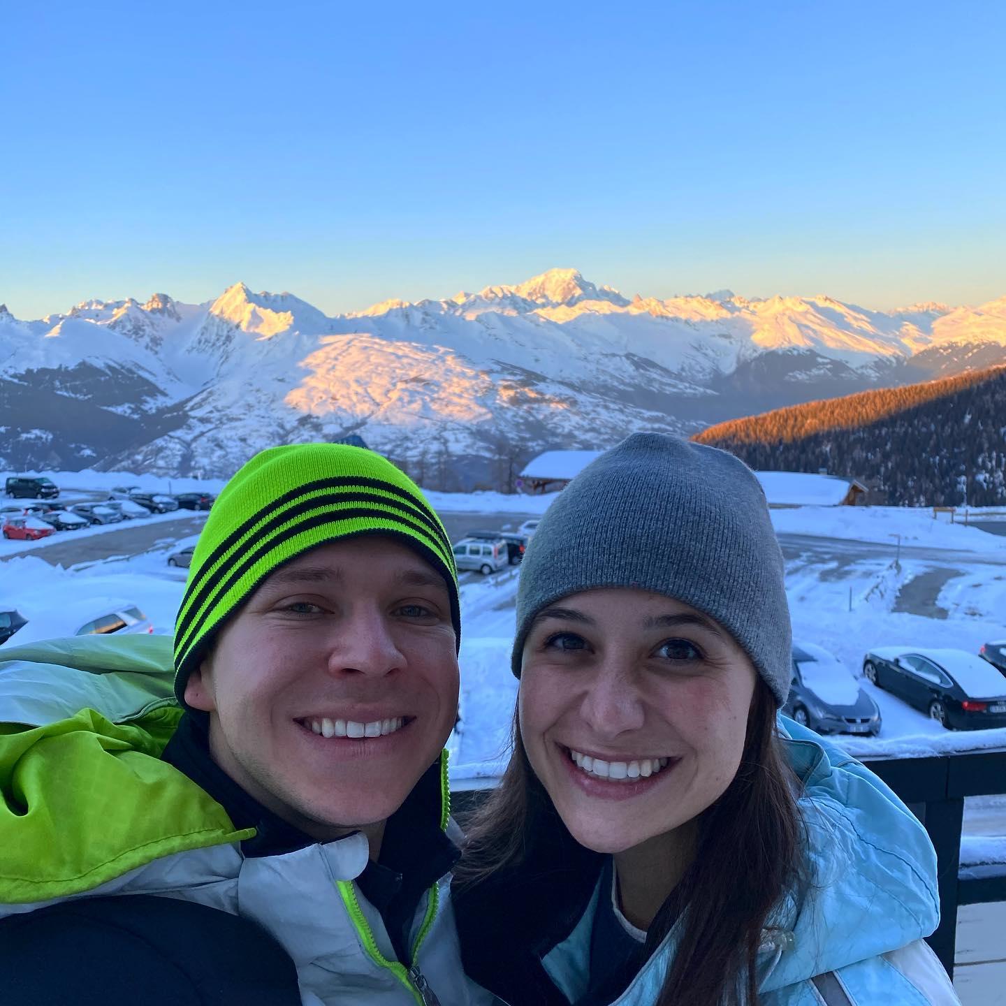 Skiing in the French Alps (Mont Blanc in background) - February 2020