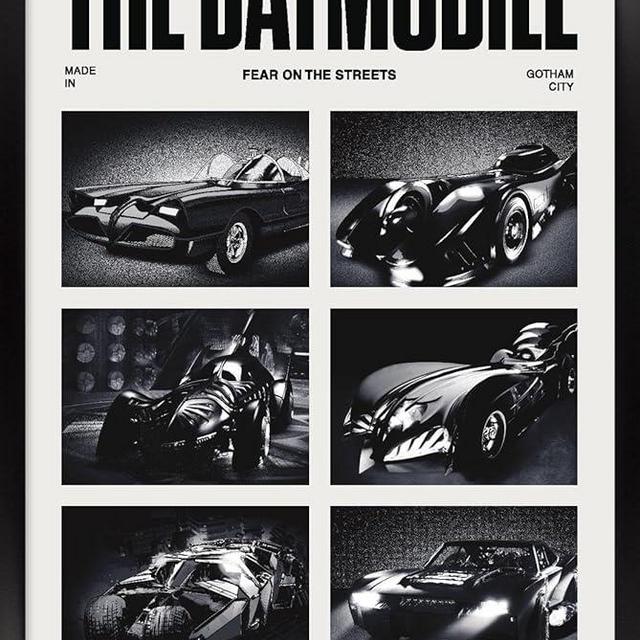 Trends International DC Comics Batman: 85th Anniversary - The Batmobile Fear The Streets Wall Poster, 34L x 22.4W, Black Framed Version