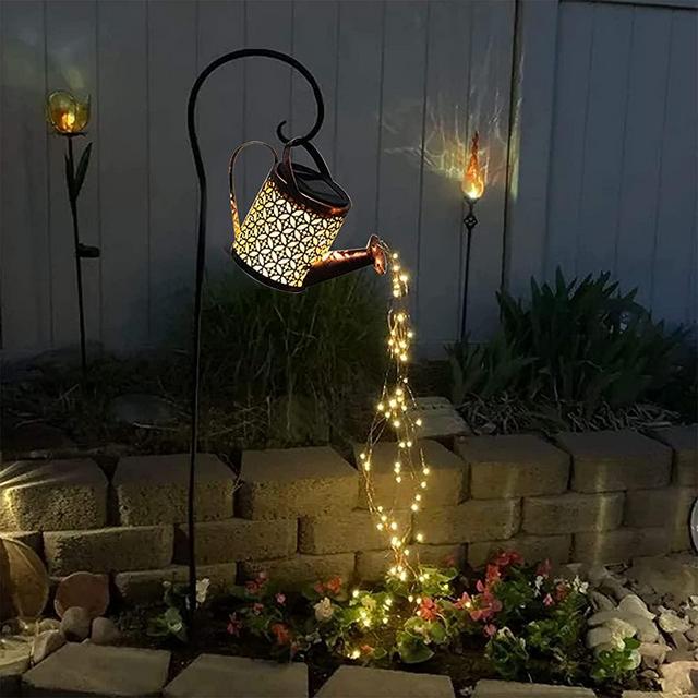 Ankishi LED Garden Shower Lights, Solar Powered Watering Can with Lights, Outdoor Decor Lights Waterfall Vine String Lights Watering Sprinkles Starry Copper String Light for Garden Yard Plant Vines