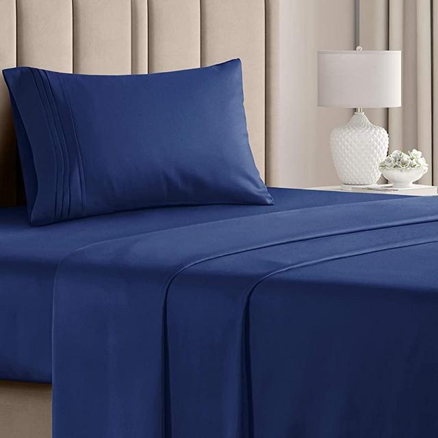 Twin Size Sheet Set - 3 Piece - Hotel Luxury Bed Sheets - Extra Soft - Deep Pockets - Easy Fit - Breathable & Cooling - Wrinkle Free - Comfy – Navy Blue Bed Sheets – Twins Royal Sheets - 3 PC