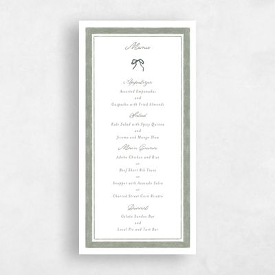 Dark Sage, Green Wedding Menu - Flor