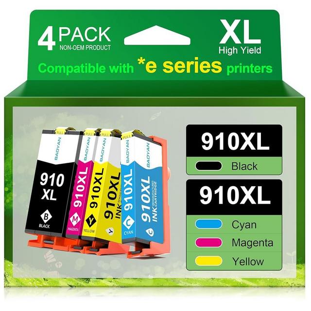 BAOYAN Remanufactured 910XL Ink Cartridges Replacement for HP 910XL Ink Cartridges Combo Pack with HP OfficeJet Pro 8015e 8025e 8028e 8022e 8035e 8010e Printer (Black/Cyan/Magenta/Yellow)