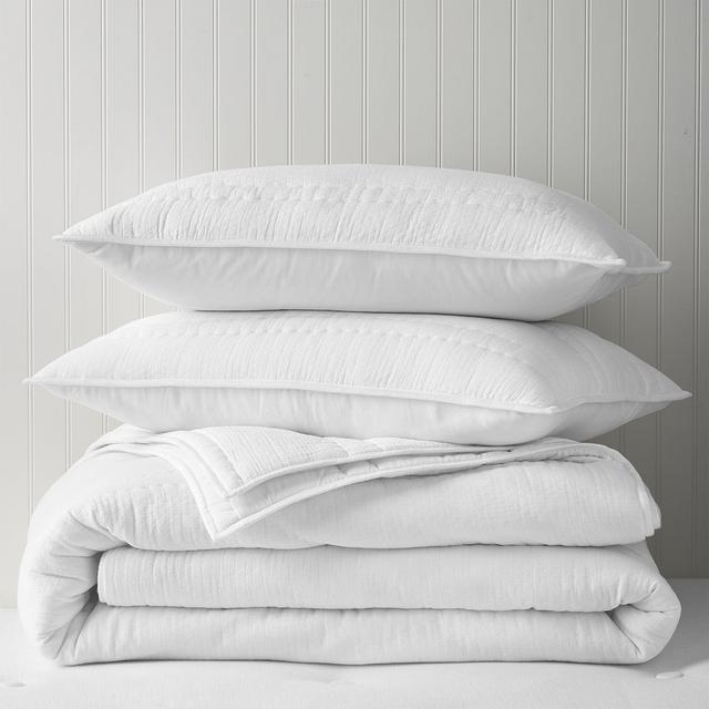 Sky Crinkle Gauze Coverlet Set, Full/Queen