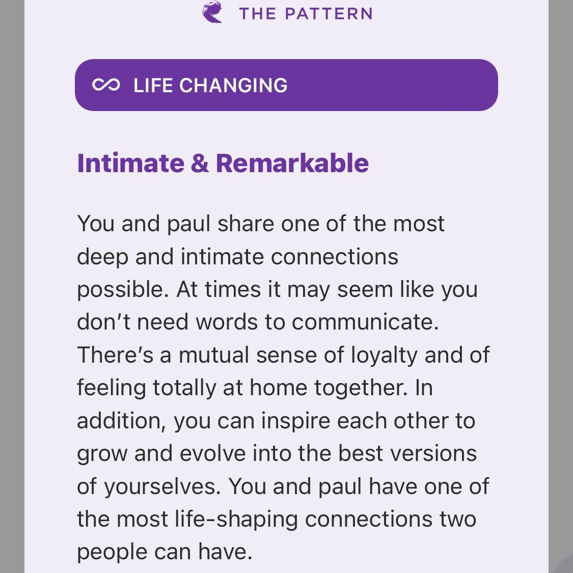 Even The Pattern knew that we were destined to be together! This prediction came after we had been dating only a month. (November 2021)