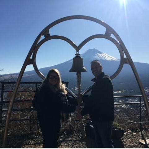 Here we are in Mount Fuji, Japan! Guess who's idea it was to get this photo?