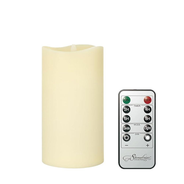 Stonebriar 6 Count Ivory Real Wax 3x6 Flameless LED Pillar Candles with Remote and Timer