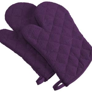 DII 100% Cotton, Machine Washable, Everyday Kitchen Basic Terry Ovenmitt Set of 2, Eggplant