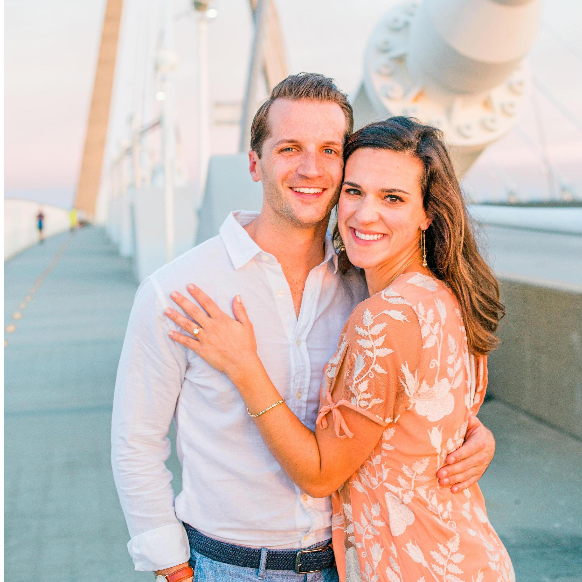Engagement photos on the Ravenel Bridge