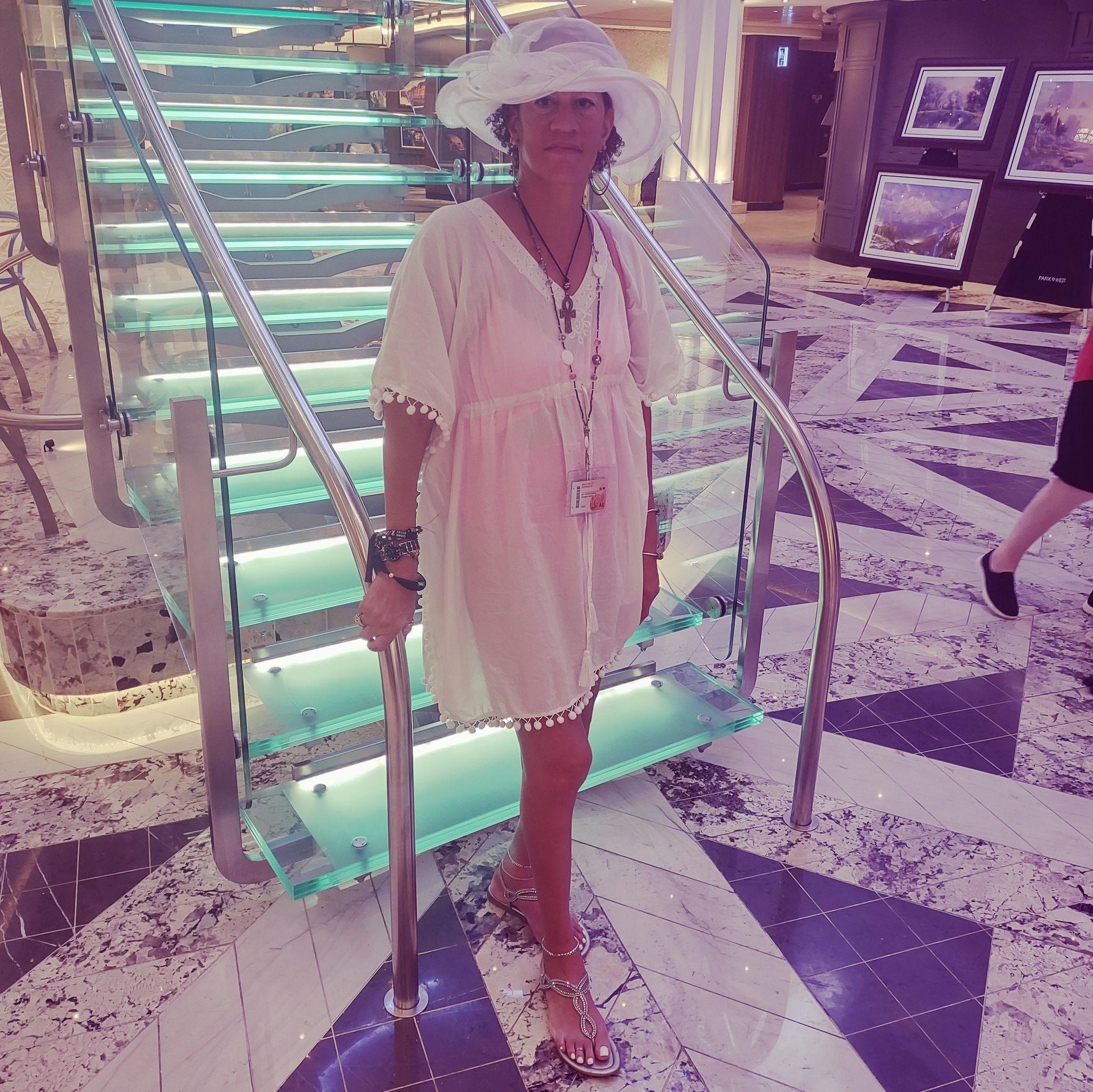 On the way to leave the ship for a tour of Tortola