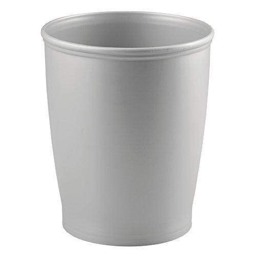 iDesign Kent Plastic Wastebasket, Trash Can for Bathroom, Kitchen, Office, Bedroom, 8.25" x 8.25" x 10", Silver