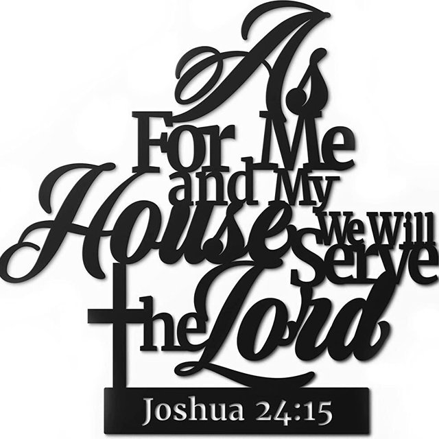 Vivegate As For Me And My House Sign – Metal Bible Verses Wall Decor As For Me And My House Christian Wall Decor (Black 02)