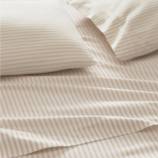 Cozy Ticking Organic-Cotton Flannel Sheets