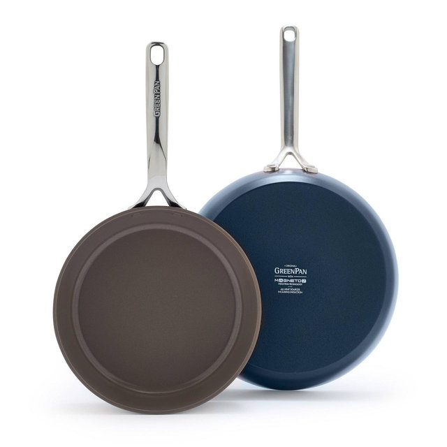 GreenPan GP5 Hard Anodized Healthy Ceramic Nonstick 2pc Frypan Set 9.5" and 11" PFAS-Free - Oxford Blue