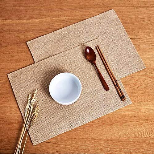 Jute Burlap Plain Placemats Tablemats, 13 X 19 INCH, for Dining Table, Center Table, Vintage Traditional Look, Ruffles and Frills, Light Weight, Heat Resistant (Pack of 4)