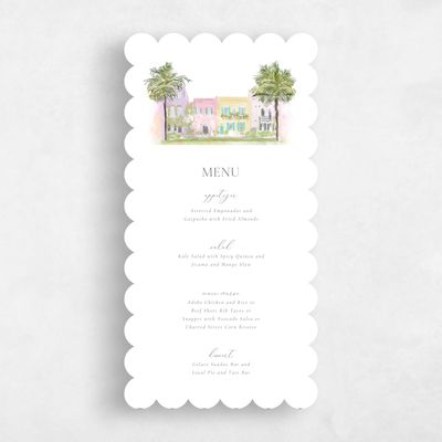 White Scalloped Wedding Menu - Ashbey