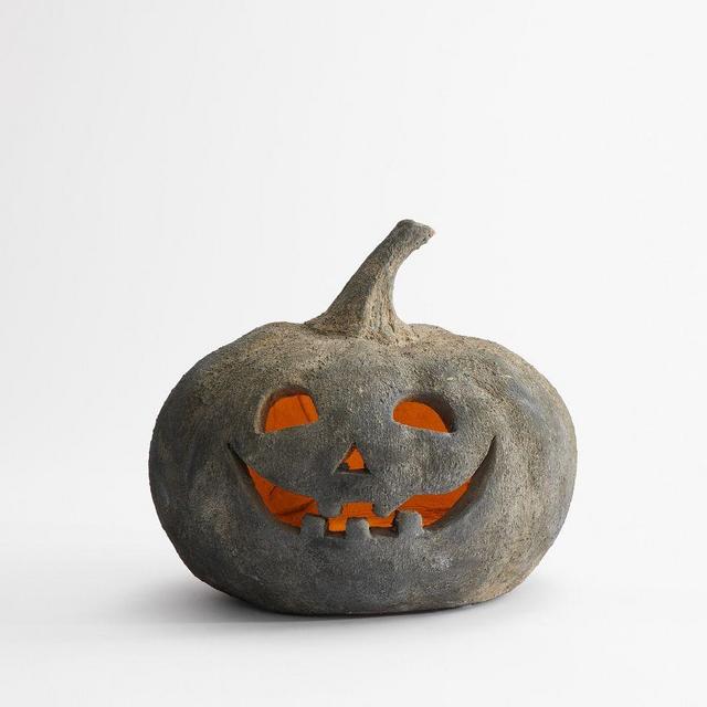Handmade Terracotta Jack O' Lantern, Medium, Black