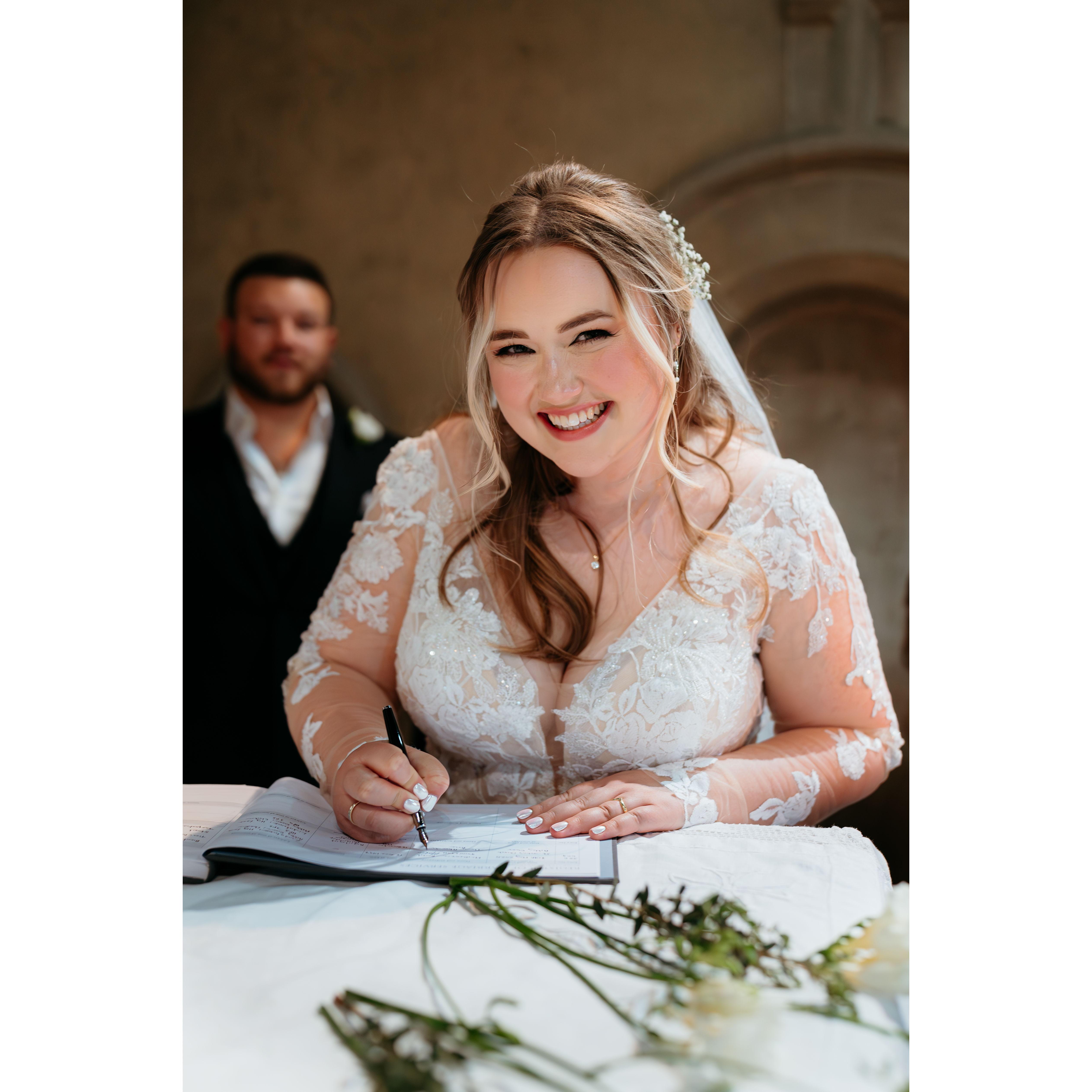 Signing marriage license