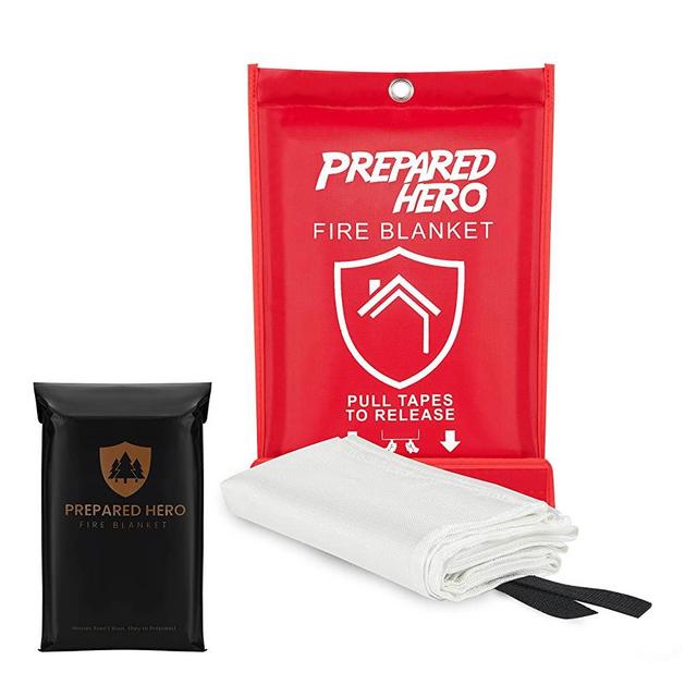 Prepared Hero Emergency Fire Blanket - 1 Pack - Fire Suppression Blanket for Kitchen, 40” x 40” Fire Blanket for Home, Fiberglass Fire Blanket