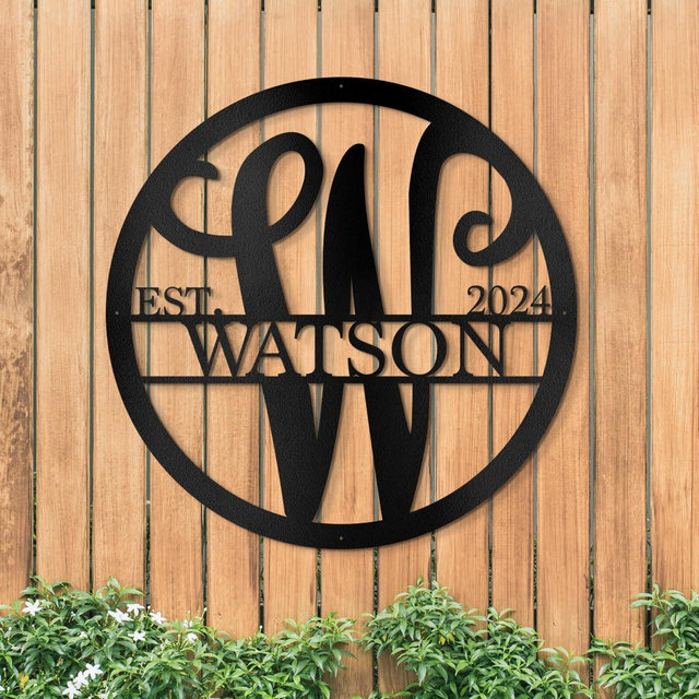 Personalized Metal Family Name Sign: Monogram Wall Decor