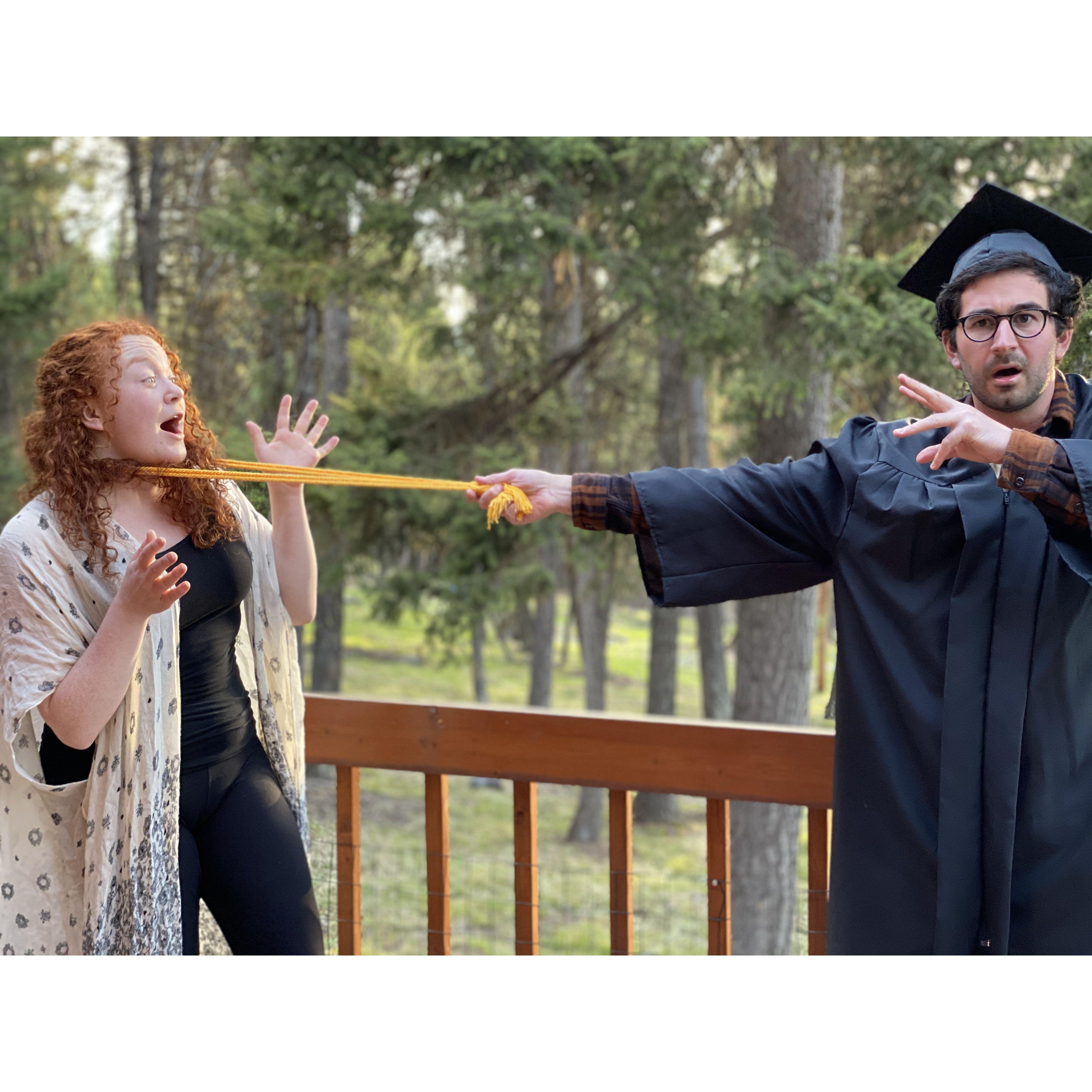 Avadakadavra, bitch. Pete actually graduated despite partying through most of college. McKenzie encouraged him to finish the degree. This photo was taken at Seeley Lake.
#thanksCOVID