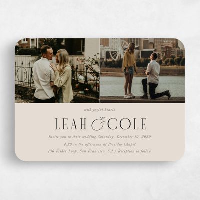 Beige Rounded Wedding Invitation - Glen Multiphoto