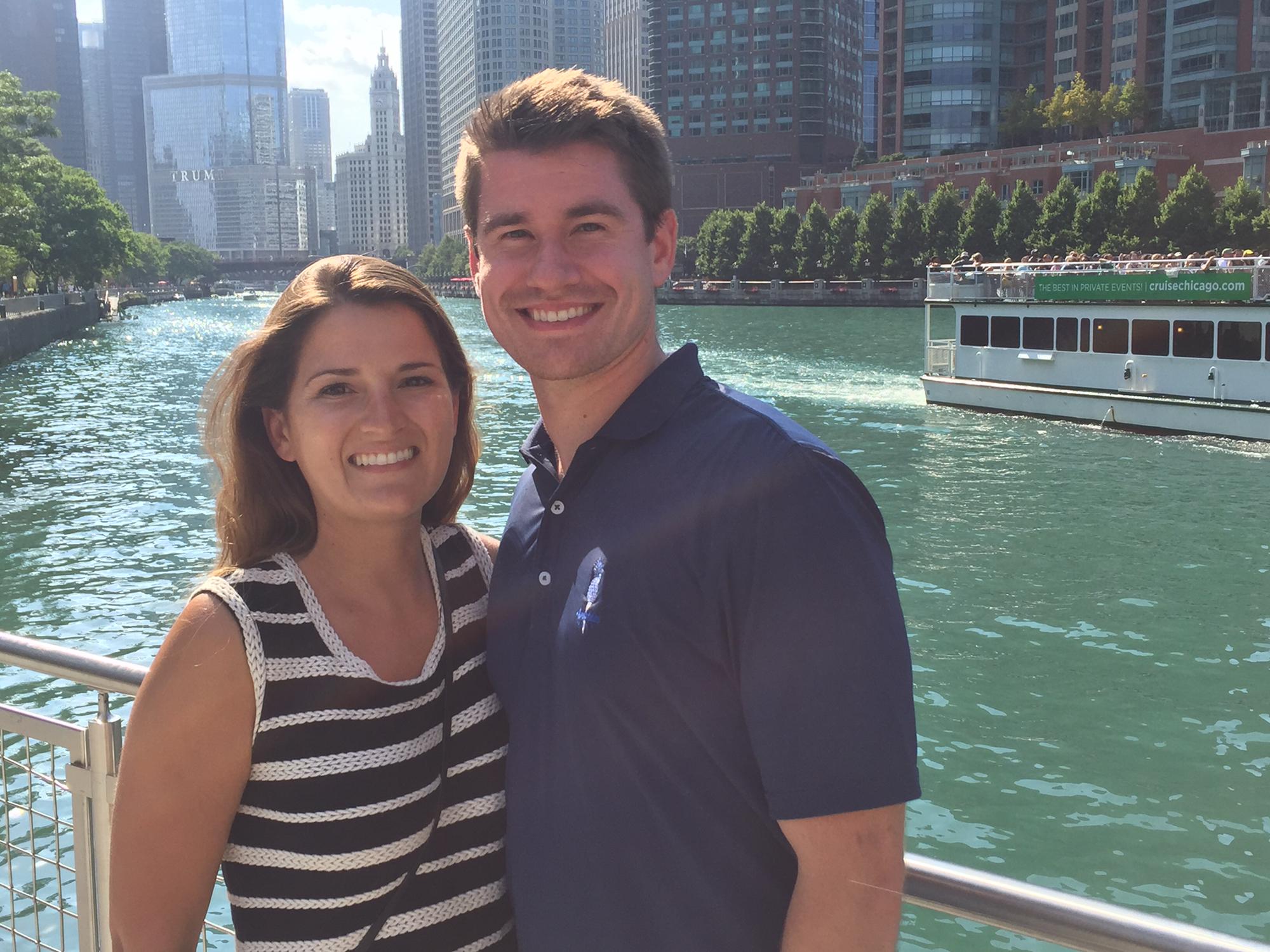 July 2019
Sam’s first trip visiting Mike in Chicago.
Photo credit to the police officer who said this was the best place to capture a photo on the river. Sam has loved the river walk ever since