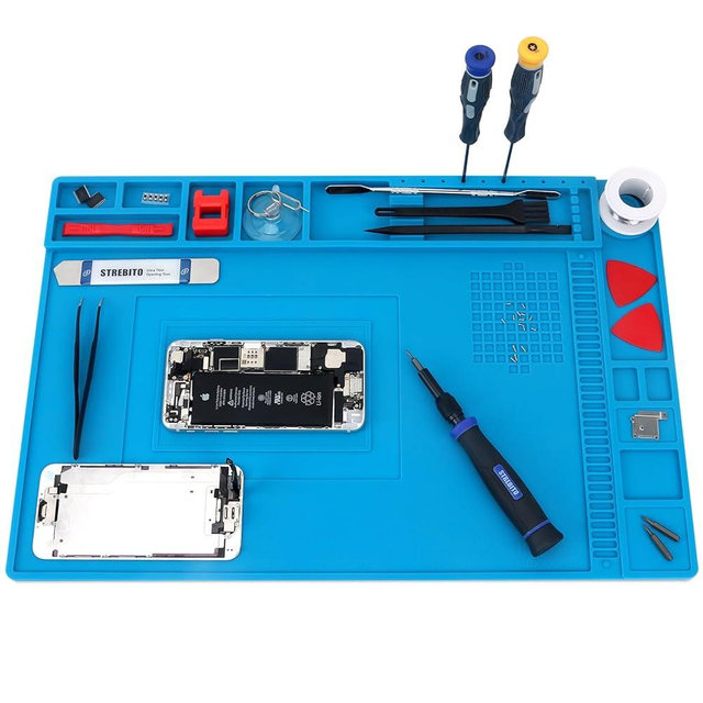 STREBITO Silicone Soldering Mat Electronics Mat, Solder Pad Heat Resistant 932°F, Magnetic Work Mat Silicone Repair Mat for Soldering, Computer, Laptop, Cell Phone, RC, Watch, Gun, Size 17.7" x 11.8"