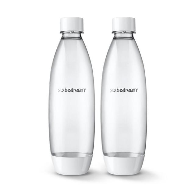 SodaStream 1L Slim Dishwasher Safe Bottles Twin Pack, White
