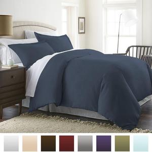 Beckham Luxury Linens - Beckham Hotel Collection Luxury Soft Brushed 1800 Series Microfiber Duvet Cover Set - Hypoallergenic - King/Cal King, Navy Blue