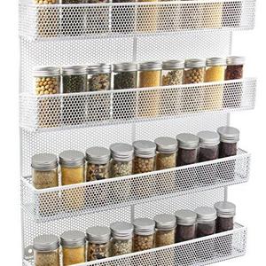 ESYLIFE 4 Tier Wall Mount Spice Rack Organizer Large Kitchen Spice Storage Shelf, White