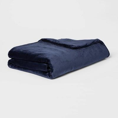 55" x 80" 15lbs Micro Plush Weighted Blanket with Removable Cover Navy - Threshold™