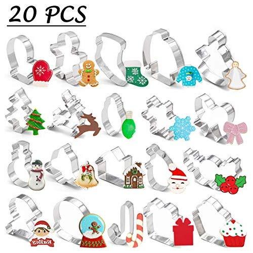 20PCS Christmas Cookie Cutters - Xmas/Holiday/Wonderland Party Supplies/Favors - Snowflakes/Gingerbread Man