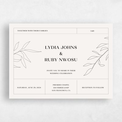 Light Oatmeal, Beige Wedding Invitation - Linwood Landscape
