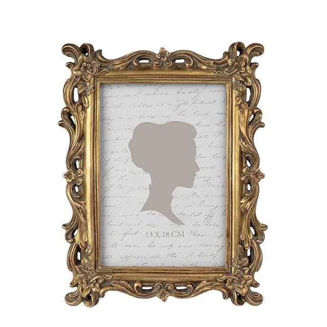 AELS 5x7 Inch Vintage Picture Frame, Elegant Antique Photo Frames with Glass Front, Photo Display, Tabletop Wall Hanging, Gift Ideas, Bronze Gold Waves