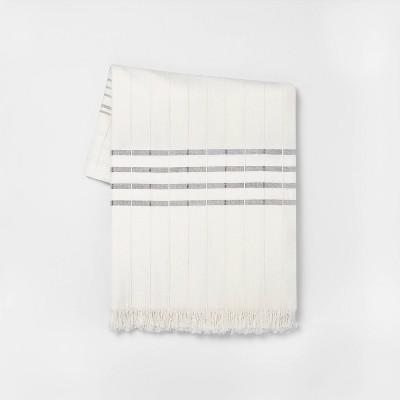 Throw Blanket Cream with Black Stripes - Hearth & Hand™ with Magnolia