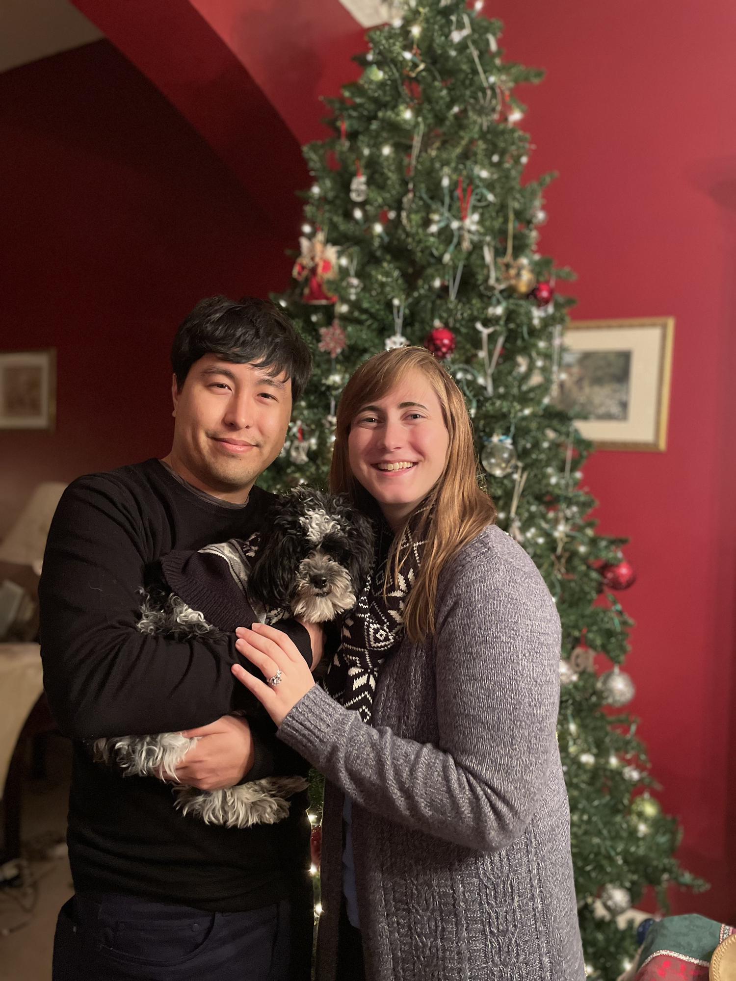 Our family: Ben, Emily, and Oreo