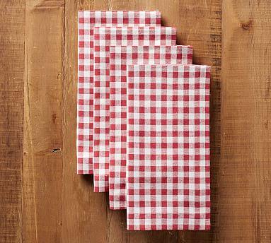 Gingham Napkin - Red, Set of 4