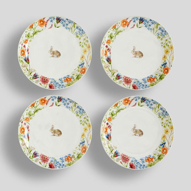 Spring Garden Stoneware Appetizer Plates, Set of 4