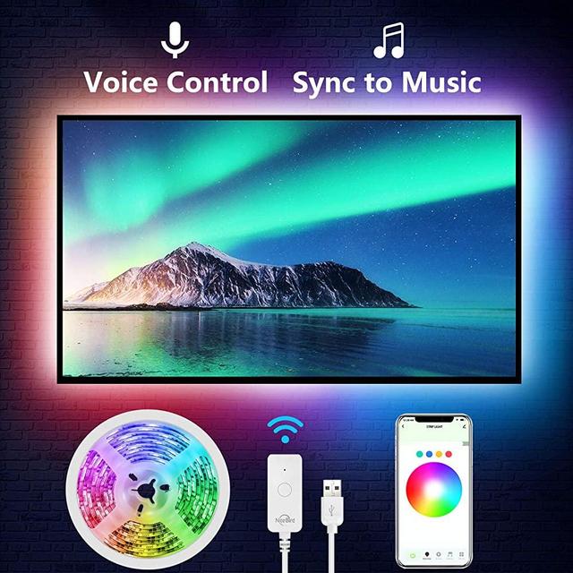 TV LED Backlight, Nitebird 9.2Ft Smart LED Strip Lights Works with Alexa Google Home Siri, 24-60in TV WiFi APP Control Multi-Color RGB Light Strip for PC Laptop Desk, Music Sync, Adapter USB Powered