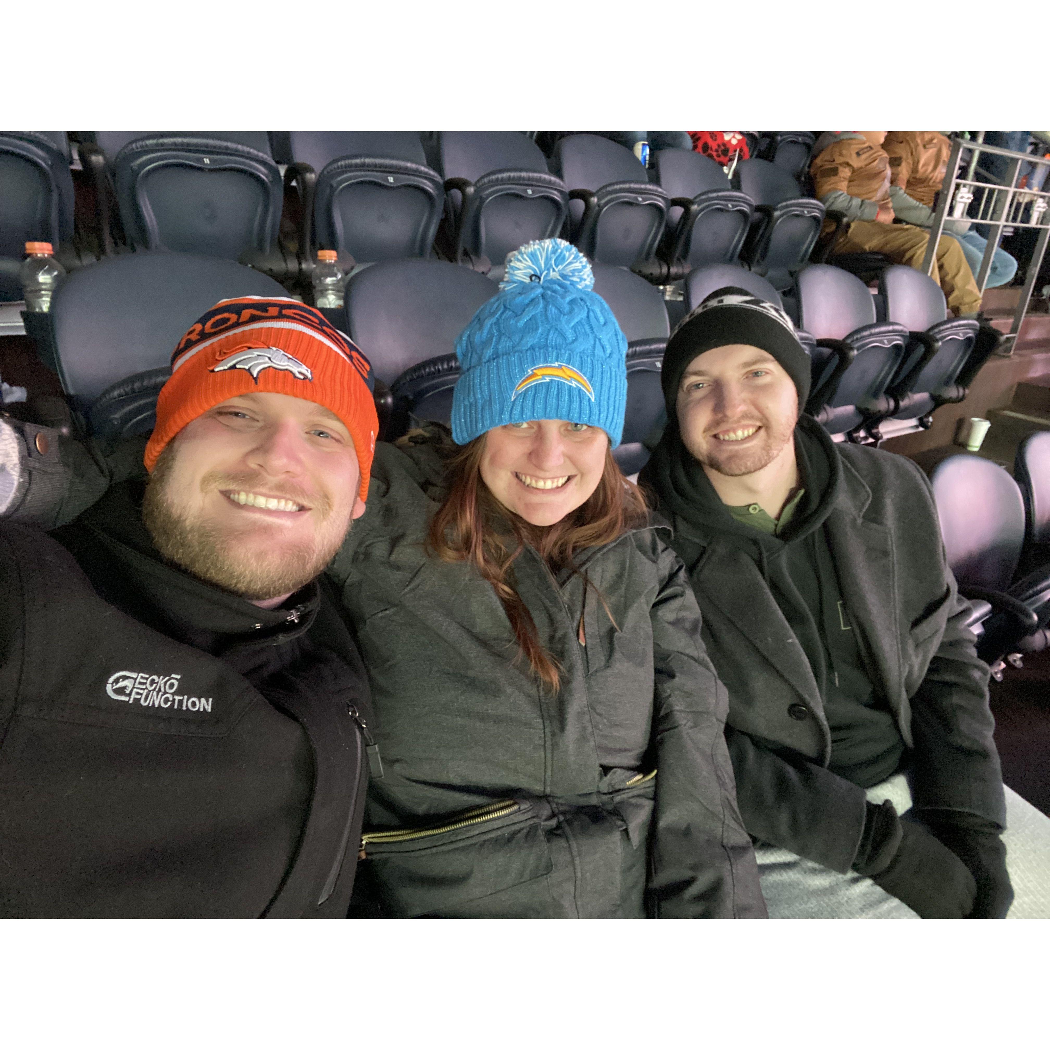 Patrick and Rachel took Rob to his first pro-football game. Unfortunately, Russell Wilson & Justin Herbert were not there.