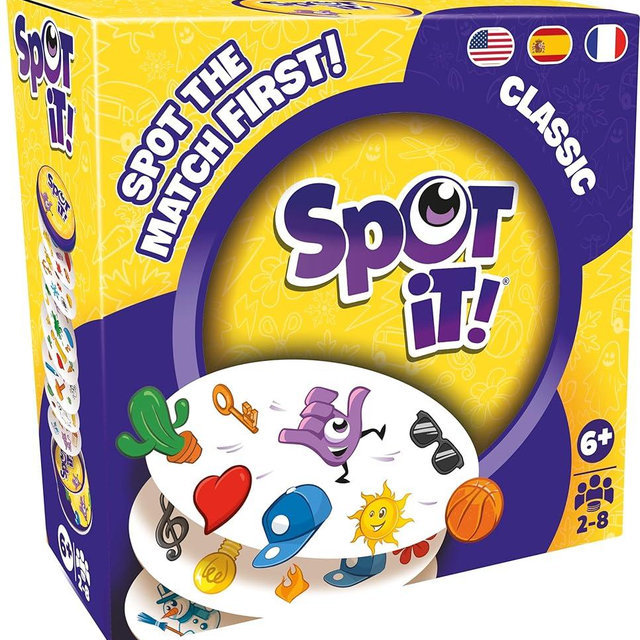 Zygomatic Spot It! Classic Card Game (2024 Refresh) - Eco-Sleeve Edition, 5-in-1 Visual Perception Game for Quick Reflexes and Family Fun, Ages 6+, 2-8 Players, 10 Minute Playtime, Made