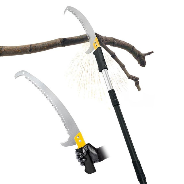 BlumeTrec 14.5FT Pole Saw with Adjustable Length for Tree Trimming, Lightweight Manual Pruning Saw with Mn Steel Blade, Long Extension Branch Cutter Pole Pruner for Yard, Garden, Patio & Forestry Use