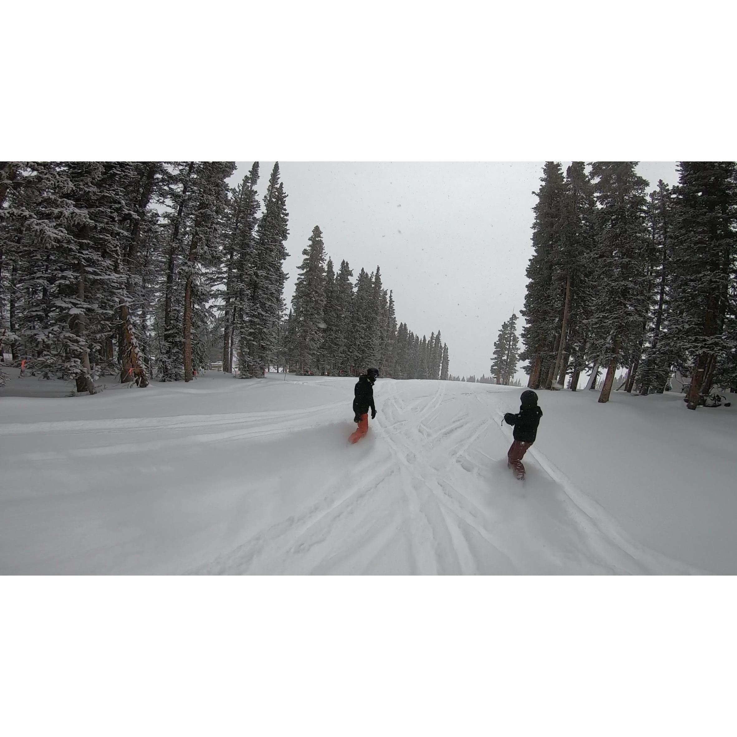 Doing what they love. Snowboarding at Breckenridge!
Colorado, 2020