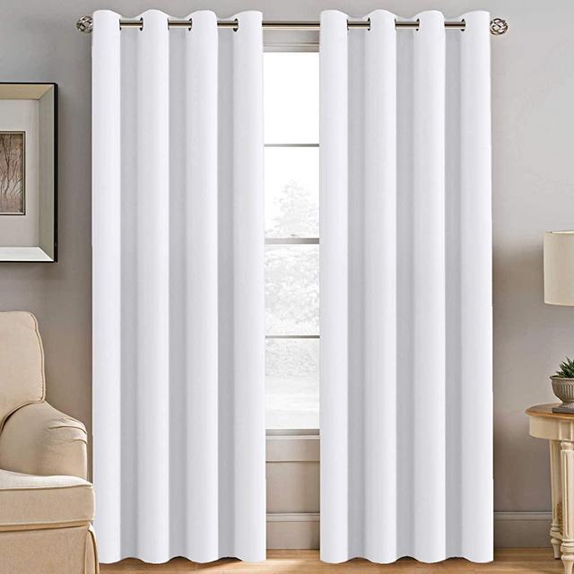 H.VERSAILTEX White Curtains for Bedroom White Curtain 96 inches Long for Christmas Thermal Insulated Window Treatment Panel/Drape for Living Room, White, One Panel, Grommet Top