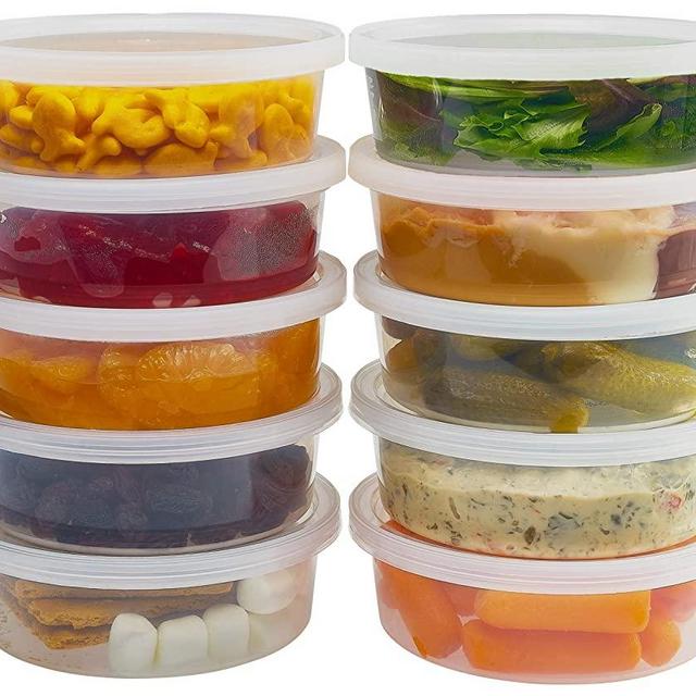DuraHome - Deli Containers with Lids 8 oz. Leakproof - 40 Pack Plastic Microwavable Clear Food Storage Container/Slime Premium Heavy-Duty Quality, Freezer & Dishwasher Safe