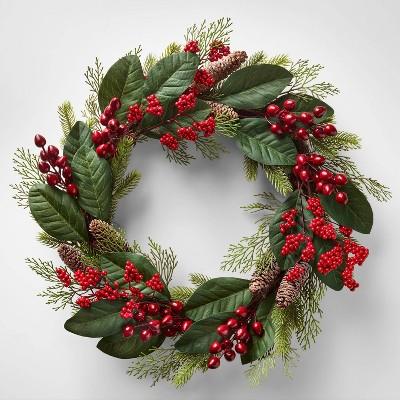 22in Unlit Berry Pinecone Magnolia Artificial Christmas Wreath - Wondershop™