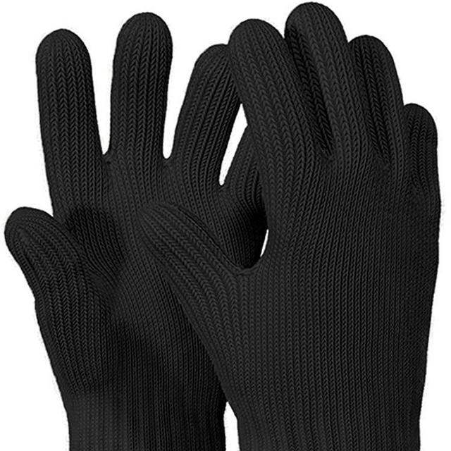 1 PAIR Heat Resistant Gloves Oven Gloves Heat Resistant With Fingers Oven Mitts Kitchen Pot Holders Cotton Gloves Kitchen Gloves Double Oven Mitt Set Oven Gloves With Fingers (Black, 2 pcs)